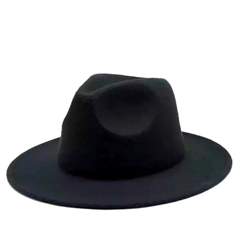 Stylish Black Stiff Brim Tall Dented Crown Fedora Hat NEW
